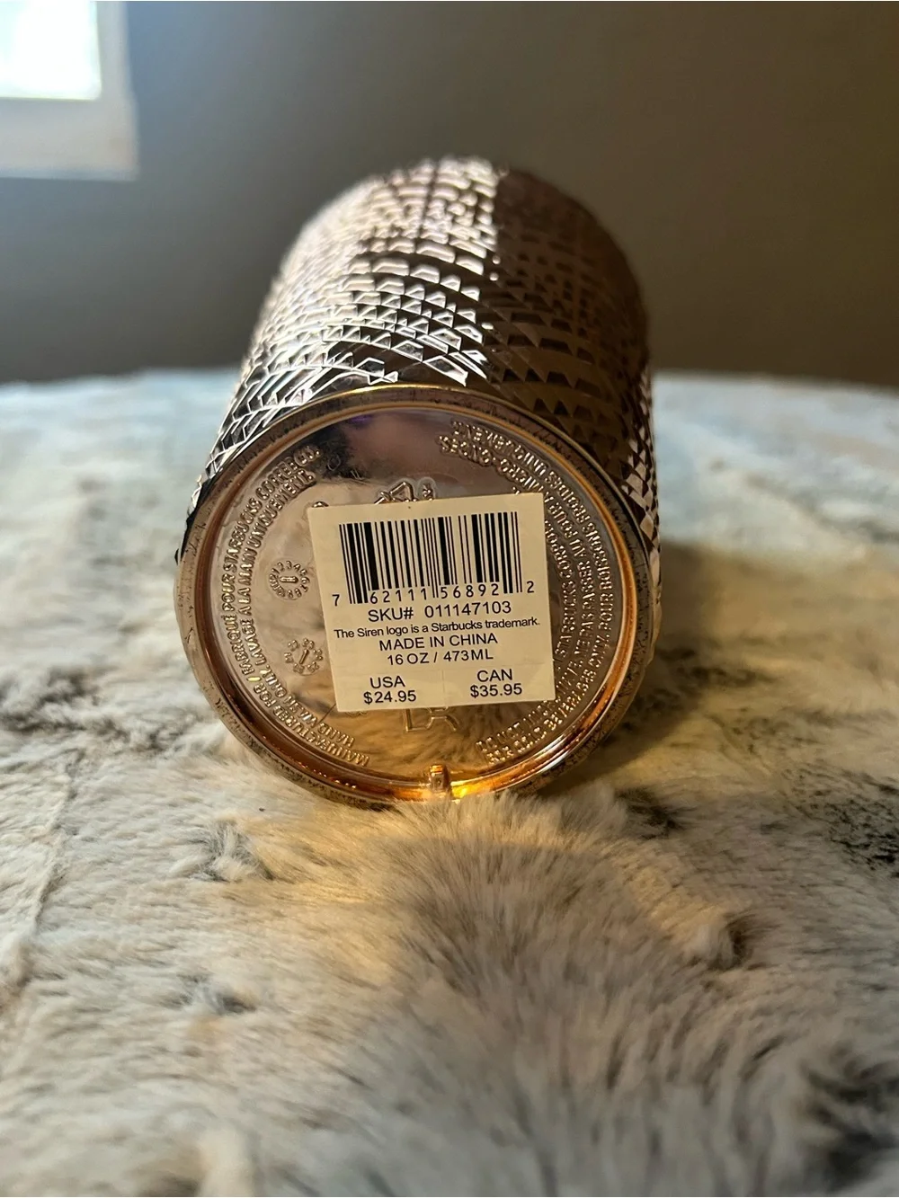 Starbucks Rose Gold Studded Tumbler with Clear Straw